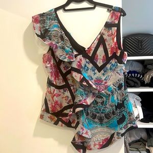 Nicole Miller asymmetrical ruffle top